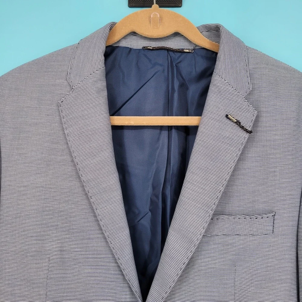 Zara Man Grey Micro-Stripe Comfort Suit Jacket Blazer NWT Slim Fit Minimalist 40